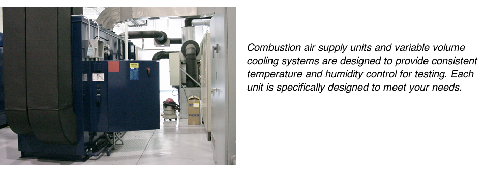 Combustion air supply units and variable volume cooling systems